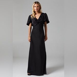 Oasis Black Flutter Sleeve Maxi Gown